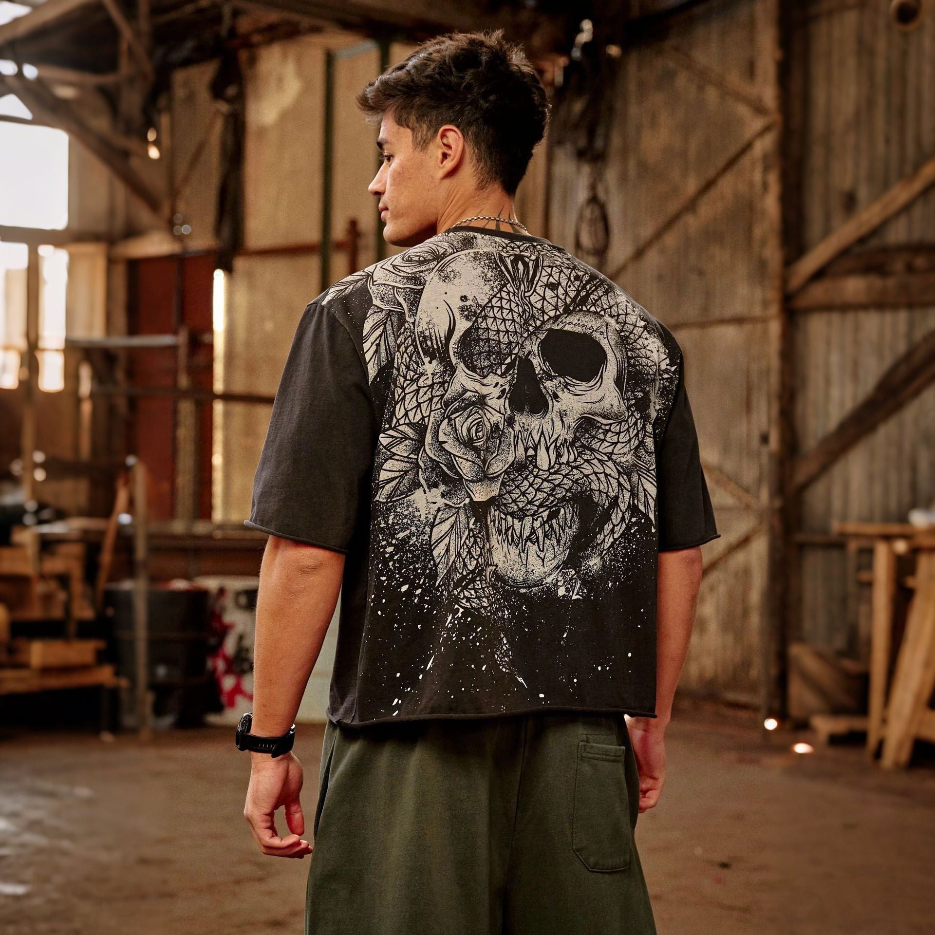 Mens Cotton Oversized T-shirt Gym Sports Casual Wear